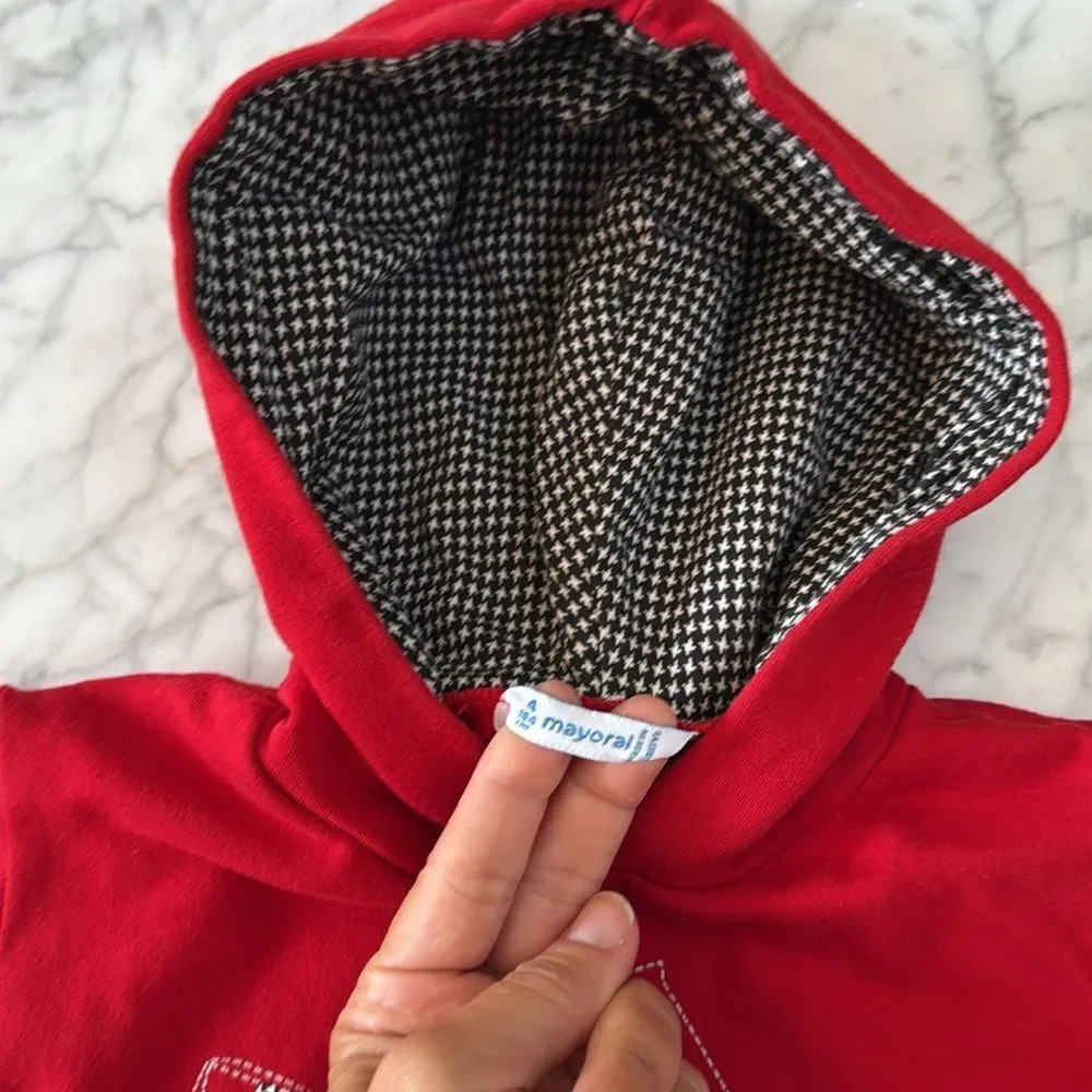 Mayoral Girls Red Hooded Dress Sz 4T
